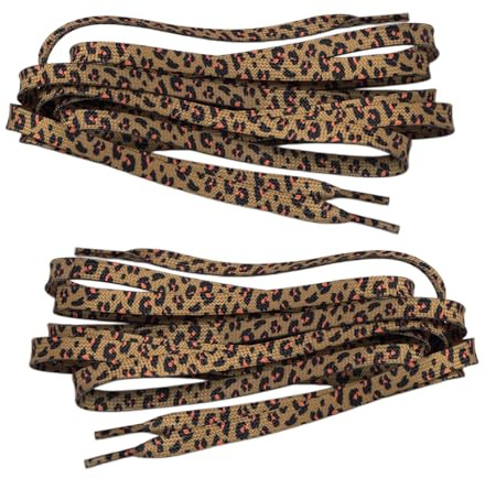 Lacets Léopard 120cm, Lacets Chaussures,2 Paires de Lacets Plats Décoratifs pour Sneakers et Baskets, Accessoire de Mode avec Motif Léopards Clair Vif, Lacets de Rechange Indéchirables,Motifs Léopard