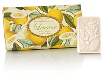 Zitrone – Geschenkset mit 3 Naturseifen à 125 g – mit dekorativer Gravur – italienische Fiorentino-Seife