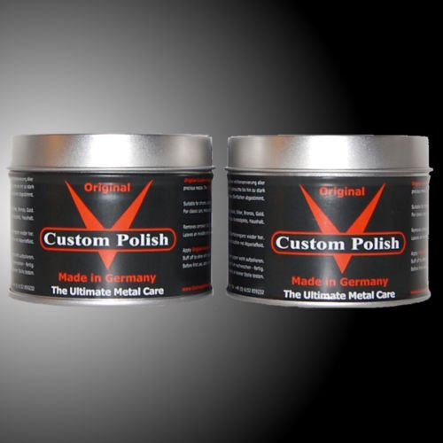 CUSTOM POLISH ORIGINAL Polierset 2x400g Chrompolitur Alupolitur Polierpaste Edelstahlpolitur (EINWEG Verpackung)