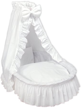 Amigos Ausstattung für Stubenwagen oder Bollerwagen Weiss mit rosa Kante inkl. Matratze