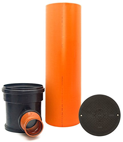 KG Kontrollschacht Revisionsschacht Abwasserschacht Schacht DN315 / 2 x DN110, Rohr, Deckel, Komplett SET