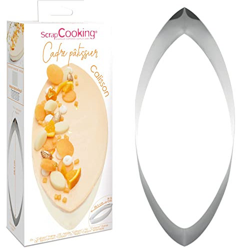 ScrapCooking - Cadre Pâtissier Calisson 28 cm en Inox - Moule Cercle à Pâtisserie - Pour Gâteaux, Tartes, Entremets & Desserts - Accessoire Forme Ustensile - 1908, Gris