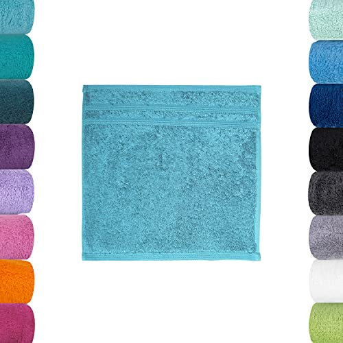 Lavea 6er Set Seiflappen, 6 x Seiftuch, Türkis, 30 x 30 cm Premium Frotteeserie Bali | GOTS Zertifiziert, 100% Bio Baumwolle