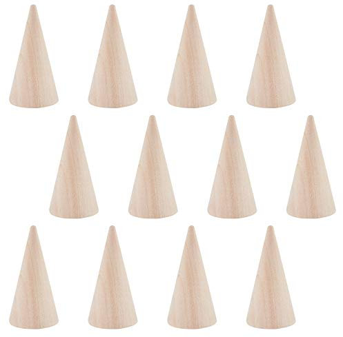 NBEADS 12pz Anello Titolare in Legno, Espositori Anelli in Legno Esposizioni di Gioielli A Forma di Cono per Contatori di Gioielli Fiere di l'Artigianato Spettacoli di Gioielli