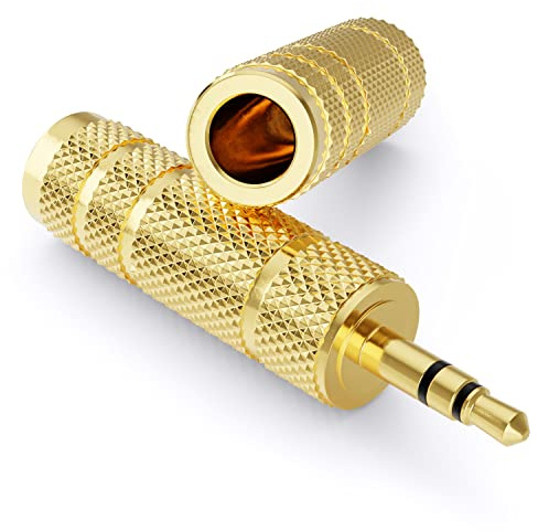 deleyCON Klinke Adapter [2 Stück] 3,5mm auf 6,35mm - Stereo Audio Kupplung - für Handy Smartphone Tablet PC Notebook Computer HiFi Receiver Verstärker Heimkino TRS