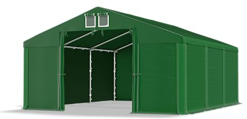 DAS COMPANY Lagerzelt 4x6m dunkelgrün wasserdicht Zelt 560g/m² PVC Plane hochwertig Zelthalle Summer SD - Faltpavillon, Gartenpavillon, Pavillon, Gartenhaus, Zeltgarage, Garagenzelt - Partyzelt