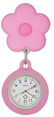 SEIWEI Montre d'infirmière portable à clipser - Montre à quartz à suspendre - Montre de poche pour infirmière, fleurs roses, Compacte