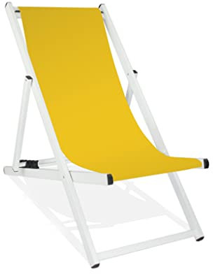 MultiBrands Liegestuhl, klappbar, Aluminium, Sitzbezug, weiß lackiert (Gelb)