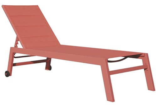 Happy Garden Sonnenliege Barbados aus Textilene und Aluminium Terracotta. Outdoor-Liege mit Mehreren Positionen.