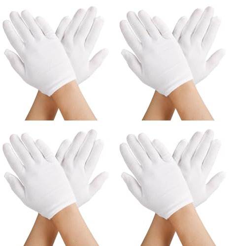 Telooco Kinder Partyhandschuhe Baumwolle 4 Paar Weiß Kinderhandschuhe Cosplay Kostüm Handschuhe Handgelenk Lang Formelle Party Handschuhe Baumwollhandschuhe für Mädchen und Jungen