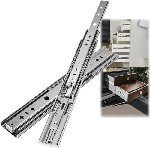 3-Fach Gefaltete Metall-Kugellagerschienen - 2 Stück Hochleistungs-Schubladenschienen Mit Sanftem Schließen - Vollauszug - Abnehmbar - Küchentreppenschrank Industrie-Schubladenschienen/2 Pcs/24Inch(60