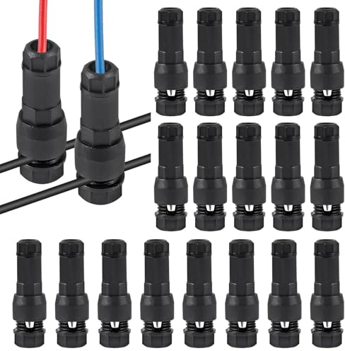 20Pcs Low Voltage Landscape Wire Connector Lighting Connector Waterproof 12/14/16/18 AWG Light Wire Cable Connectors for Outdoor LED Path Garden Spotlights Lawn Lamp