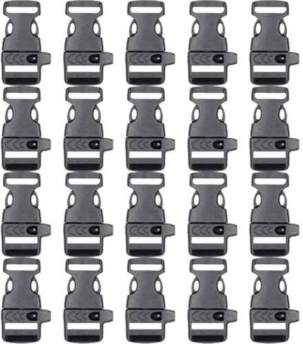 Luxylei 20pcs/set Survival Whistle Buckle Plastic Curved Side Release Buckles Side Release Whistle Buckle for Survival Paracord Bracelet