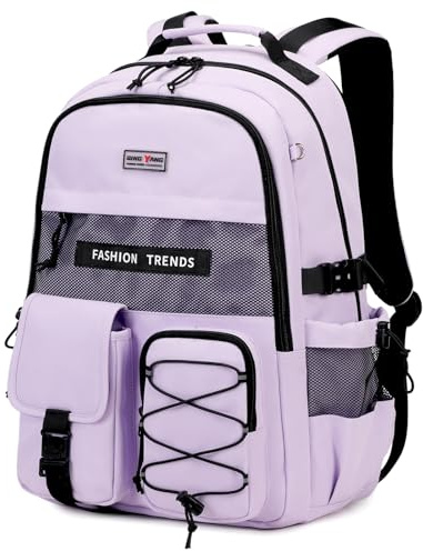 Amythe Zaino per Ragazza e Ragazzi Zaino Scuola Media e Superiore Moda, Zainetto da Viaggio Casual con Scomparti Multipli per Bambini Adolescenti di 12 a 18 anni, Viola