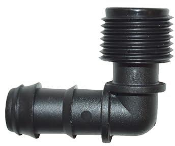 S&M 10620 - Coude fileté à 90° pour tuyaux d'arrosage goutte à goutte 16 mm x 3/4 | Blister de 10 pièces | Raccord fileté mâle 3/4 | Facile à installer | Garantie 5 ans