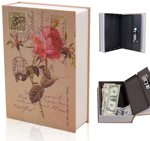 Lotvic Cassaforte Libro con Serratura a Combinazione, 18 x 11,5 x 5,5 cm Cassaforte per Libri, Cassetta Portavalori a Forma di Libri Portatile, per Soldi, Gioielli, Oggetti Preziosi