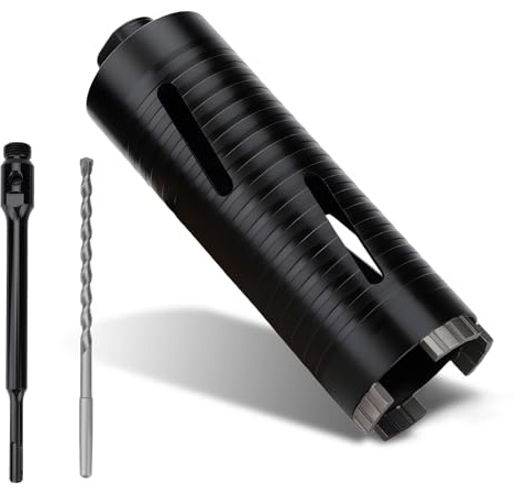 MOXPIFY 65mm x 170mm Long Diamond Core Drill Bit Set with 240mm SDS Plus Shank. To Be Used In Concrete Masonry Brick Block Stone Granite.