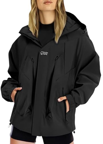 Generico Veste imperméable pour femme, sportive, imperméable, veste de pluie portable, légère, pour les voyages, manteau avec fermeture éclair, pour l'excursionisme, la randonnée, vestes pliables