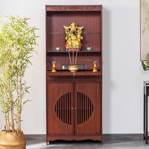 DSEWTEZXI Santuario Retro con Mueble, Altar Budista pie for decoración templos, Mesa Altar meditación con cajones for Iglesias, for Colocar Velas, quemadores Incienso, estatuas Buda y ofrendas.