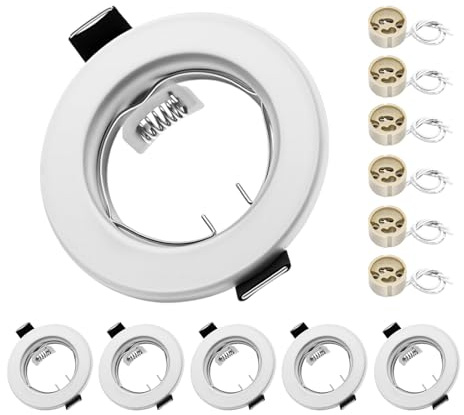 LteelDay Set 6 Portafaretto da Incasso GU10 Bianco Senza Lampadina