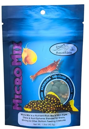 Invert Aquatics Micro Mix - Sinking Blended Diet for Snails, Shrimp & Bottom Feeding Fish (1.5 oz (42.5g))