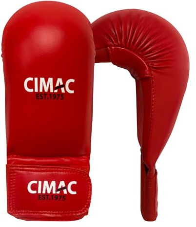CIMAC Competition Karate Mitts without Thumb - Child, Red - Protects Your Hands During Training and Sparring, Lightweight & Durable, with Injection-Moulded Foam Padding