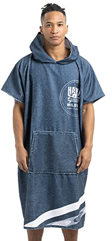HOMELEVEL Poncho de toalla con capucha - Ponchos unisex con bolsillo para mujer y hombre adulto talla única- Para surf playa piscina - Diseño Hawaii