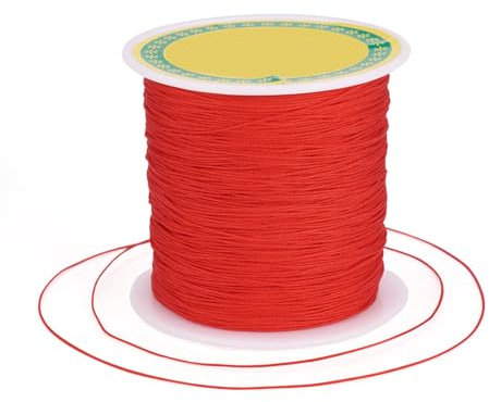 PandaHall - Cordoncino di nylon intrecciato setoso cinese, per nodi shamballa, macramè, perline per braccialetti dell'amicizia Kumihimo, macramè, 137 metri, 0,5 mm, colore: rosso