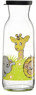 Ritzenhoff & Breker Caraffa per bambini con animali della giungla, 1,2 litri, caraffa per acqua con coperchio