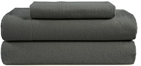 LANE LINEN Cotton Flannel Sheets Twin XL Size - Brushed for Extra Softness - Lightweight Twin XL Size 100% Cotton Sheets Set - Warm Flannel Winter Bed Sheets, 15 Deep Pocket - Charcoal