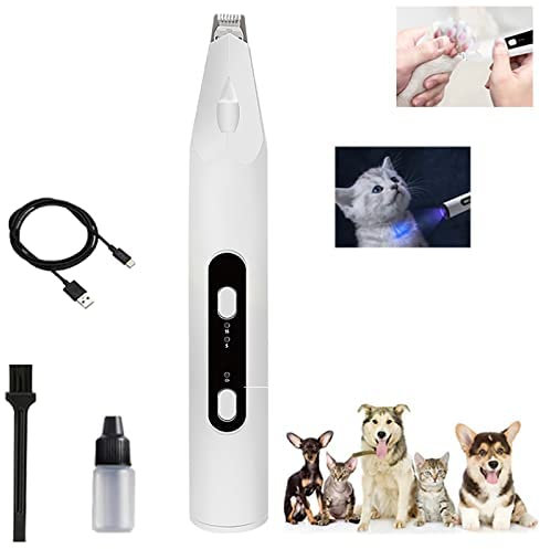 Tondeuse pour Chat Professionnelle, Tondeuse pour Chien Silencieuse, 2 Vitesses Electrique Kit Toilettage Chat, Rasoir Chat Animaux de Compagnie avec Lumière LED et Lampe Teigne du Chat