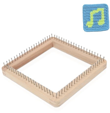 Métier à Tricoter Carré en Bois,Métier à Tricoter En Bois,Métiers à Tisser Multi-artisanat En Boiss,Métiers à Tisser Artisanal,Outil De Planche à Tricoters Pour Bricolage,Tissage,Débutants(20 * 20CM)