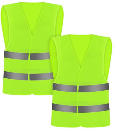 Chyaya 2 Pack Hi Vis Vests,High Visibility Vest Car,Reflective High Vis Jackets,High Visibility Reflective Safety Vest Waistcoats Jacket For Traffic Work, Running