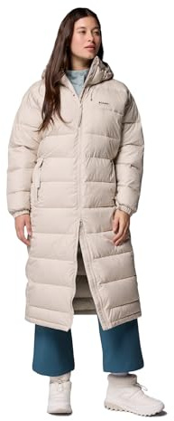 Columbia Pike Lake III Chaqueta Larga, Tecnología Reflectante, Resistente al Agua, Capucha Ajustable, Cintura con Cordón, Bolsillo Seguro - Mujer