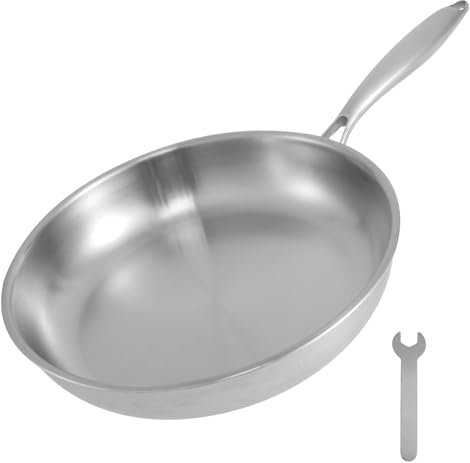BAODBF Padella in acciaio inox da 30 cm, a induzione, in acciaio inox, non rivestita, adatta al forno