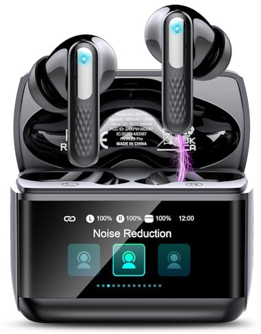 ZYHKON Wireless Earbuds, IP7 Waterproof Bluetooth 5.4 Headphones In Ear, ANC/ENC Noise Cancelling, 48H HiFi Stereo Bluetooth Ear buds with Multifunctional Touchscreen Deep black