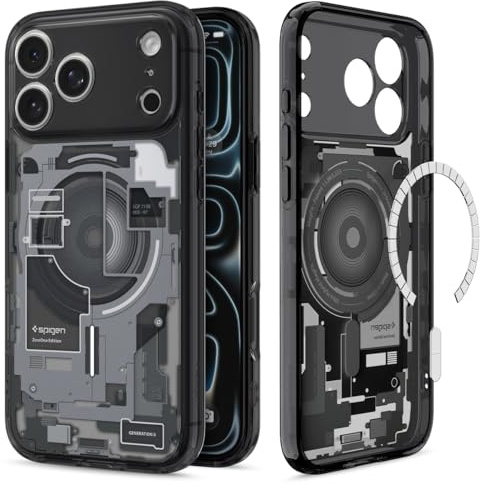 Spigen iPhone 17 Pro Max Hülle [Zero One Edition] [Anti Vergilbung] Hightech-Design Ultra Hybrid MagFit Case Handyhülle, Kompatibel mit MagSafe Zubehör -Zero One Black