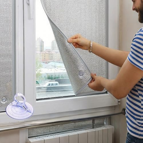 AJTXCSFOQL Film de Protection Solaire Anti Chaleur,Film Aluminisé Réutilisable,Film Fenetre Anti Regard avec Ventouse,Film Occultant pour Bureau Garage Salle De Bain