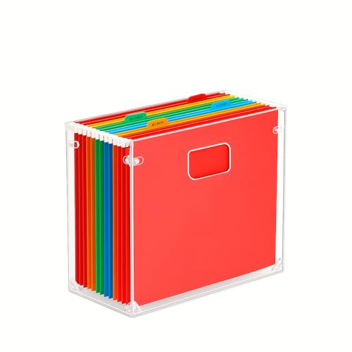 Cartella sospesa in acrilico trasparente per desktop con maniglia, moderna scatola in acrilico, per ufficio, casa, scuola