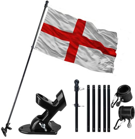 6FT Flag Pole Kit, Wall Mounted Flagpole with Mounting Bracket, Stainless Steel Black Flagpole Set for House, Garden, Yard & Outdoor Fence (1.8M) (No Inclued Flag)