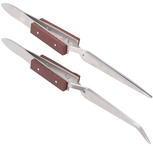 YUYTE 2 Pezzi di Bloccaggio Pinzetta per Saldatura Tintinnio di Gioielli con Pinzetta con Manico in Legno per Accessori Fai -da -te Prodotti Fissi Strumento di Saldatura Strumento