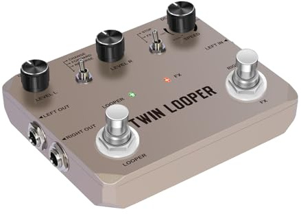 Generic Guitar Looper Pedal Versatile 11 Playback Modes for Musicians Zinc Alloy Guitar Loop Station Pedal for Electric Effects, Gold Color
