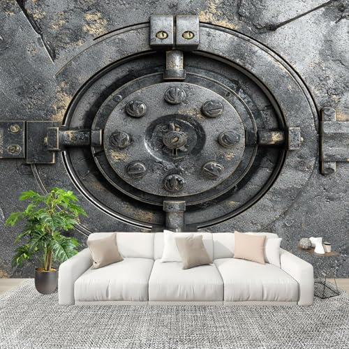 Carta da Parati Metallo D'epoca 400x280 cm Fotomurale da Parete Punk Carta Parati Adesiva Muro 3D Poster Giganti da Parete Camera da Letto Soggiorno B-2744