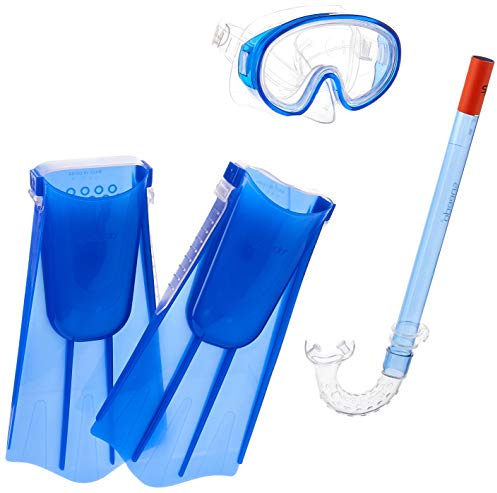 Speedo Unisex-Child Aqua Quest Swim Mask, Snorkel & Fins Set