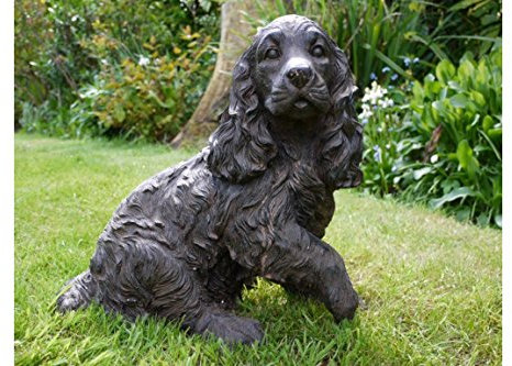 Cocker Spaniel Dog Cast Iron Effect Garden Statue ~ Bronzed Effect