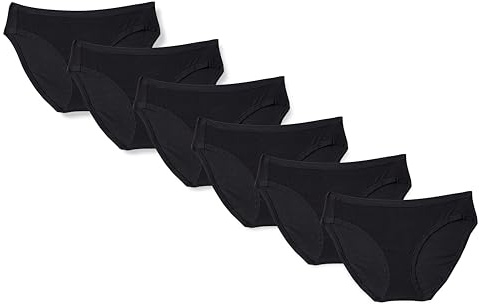 Amazon Essentials Braguita de bikini de algodón (disponible en tallas grandes) Mujer, Pack de 10, Negro, 48