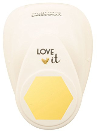 Vaessen Creative Love It Perforadora de Papel, Hexágono, Talla M, Para Proyectos DIY, Scrapbooking, Creación de Tarjetas y Más