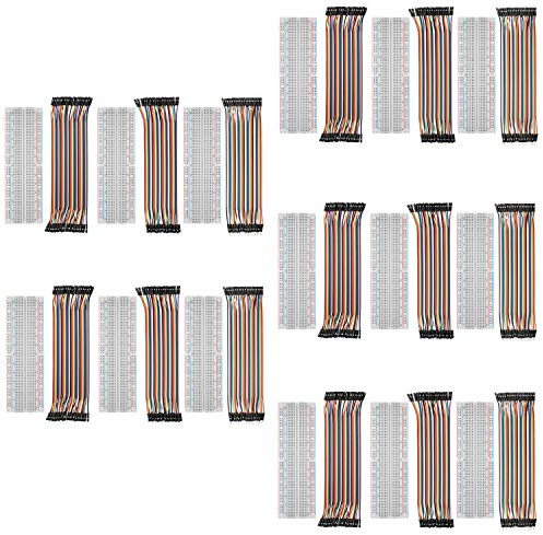 AZDelivery 5 x MB-102 Breadboard Kit - (Set of 3) 830 Tie-Point Solderless Breadboard Prototype PCB Board + (Set of 3) Jumper Wires M2M/F2M/F2F(40 PCS each) compatible with Arduino including E-Book!