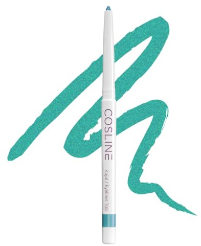 COSLINE Kajal Eyeliner Seagreen 108, Türkis, Wasserfester Kajal, Verschmiert nicht, Türkiser Lidstrich, Weiches Auftragen, Starke Pigmentierung, Vegan, Made in Germany