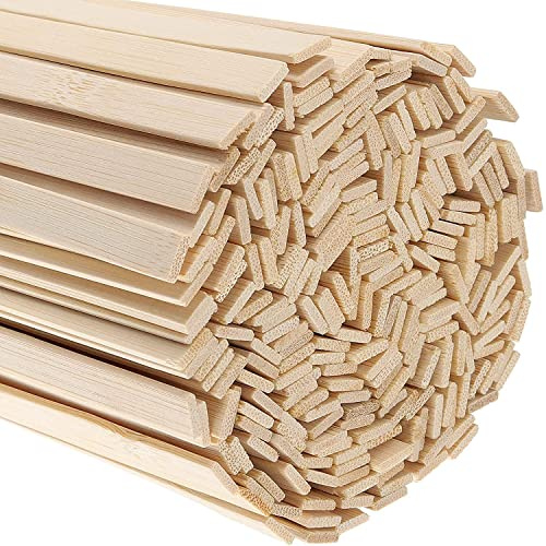 HAKZEON 300 Pezzi Nastoncini Bambù Naturali, 40 x 0,9 cm Bastoncini Bamboo Extra Lunghi Piatti per Artigianato e Progetti Fai da te